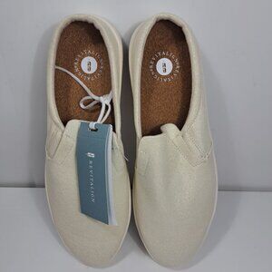 Revitalign Waco Shoe Company Orthotic Shimmer Denim Cream Sparrow Slide 12B